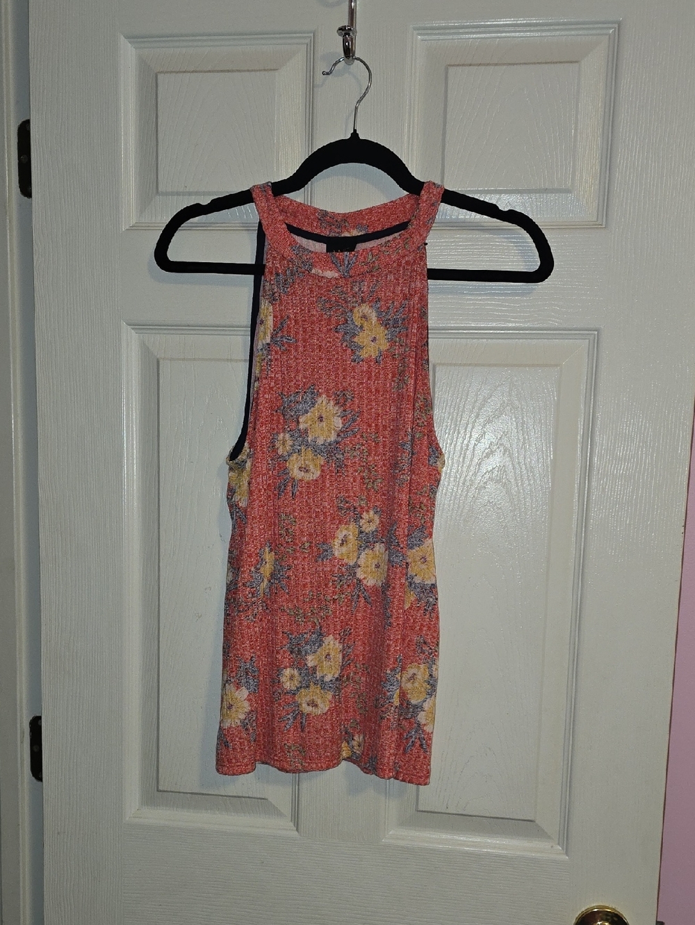W5 Coral Floral Ribbed Shell with Navy Trim